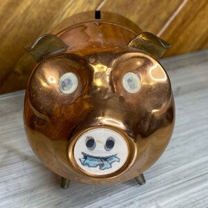Vintage Copper Lenticular Piggy Bank